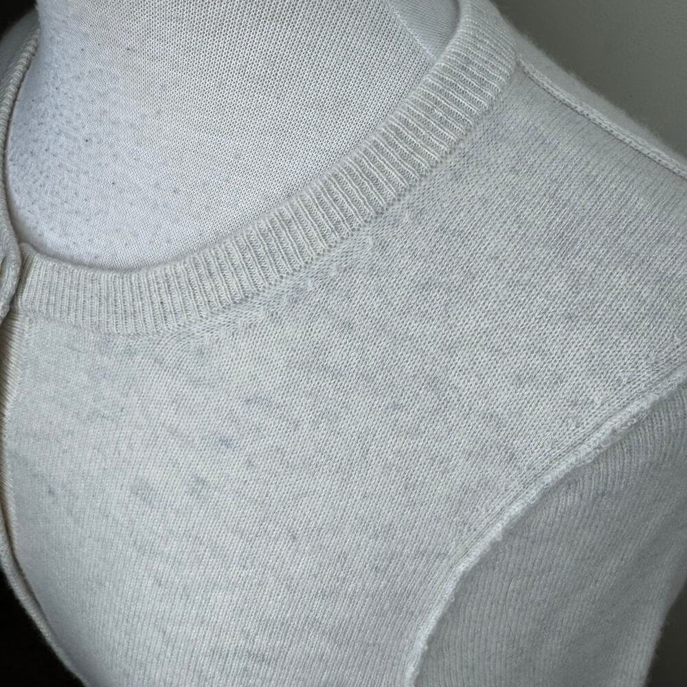 AQUA CASHMERE 100% Cashmere Button Front Cardigan Medium Tan Cream - Picture 5 of 6